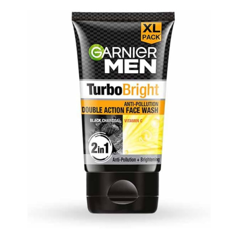 Garnier Men Turbo Bright Anti-Pollution Double Action Face Wash with Vitamin C 100g Garnier Men Turbo Bright Anti-Pollution Double Action Face Wash with Vitamin C 100g